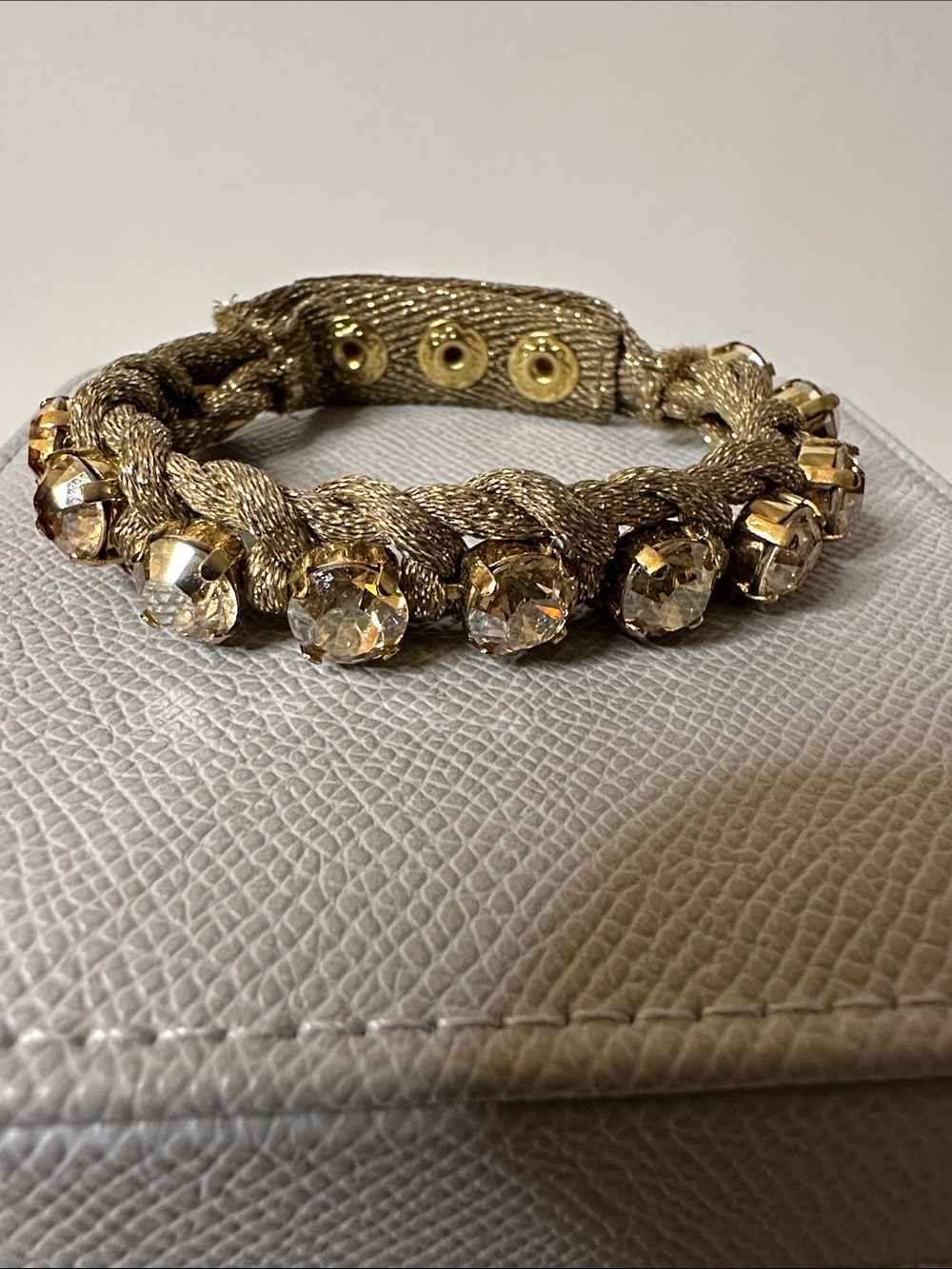 Rare Henri Bendel Braided Crystal Snap Bracelet